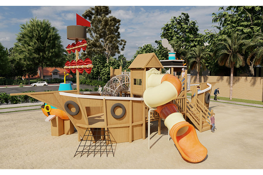 Corsair Wooden pirate boat outdoor toy Pirate ship amusement ride Theme park Outdoor pirate ship